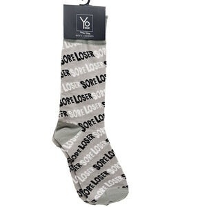 Yo Sox Socks Crew Men Women Sore Loser Black White Gray Sports Game NWT NEW